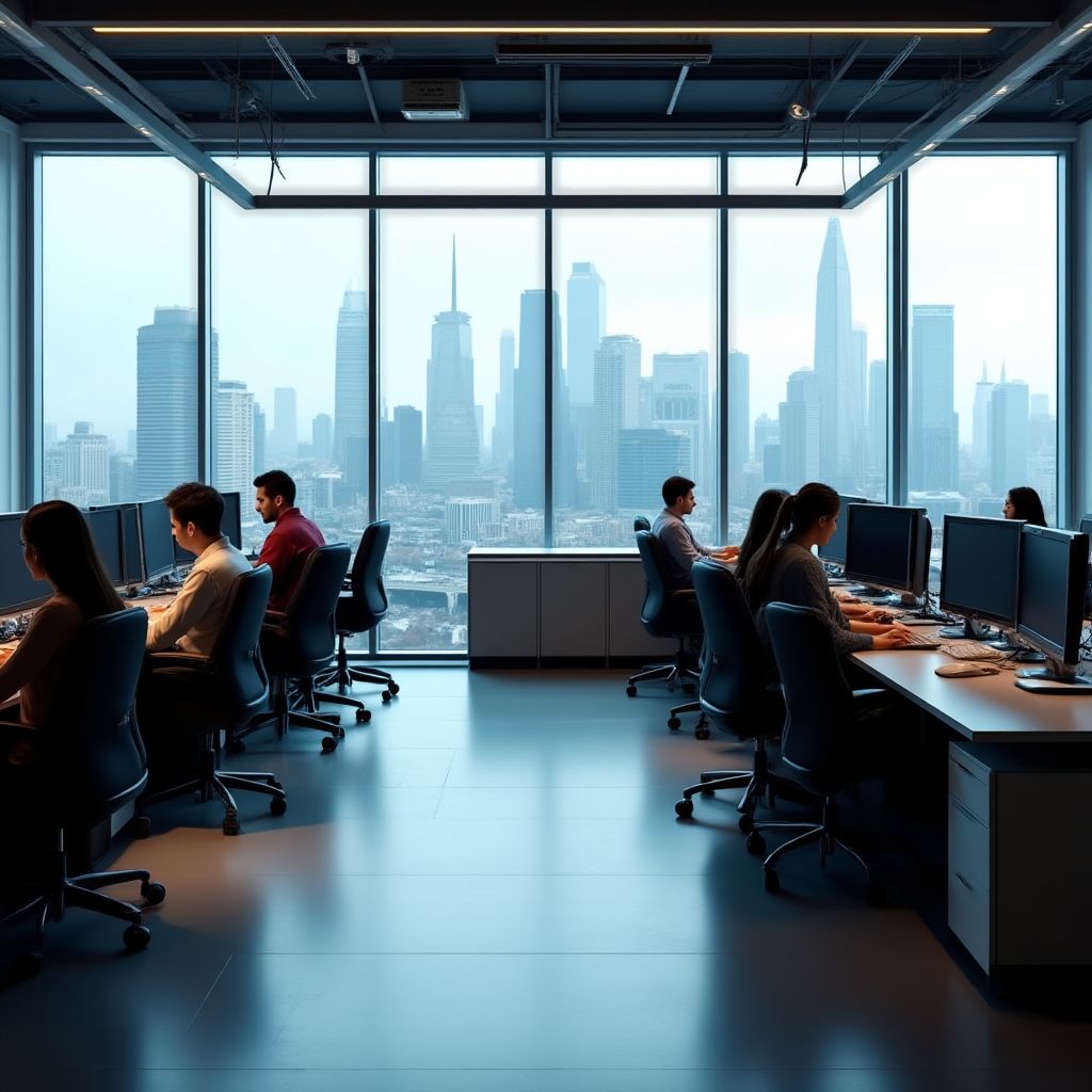 Nueva oficina en el Reino Unido con personal trabajando